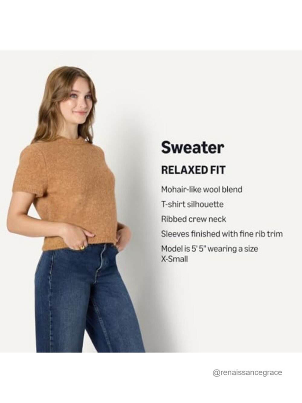 Relaxed Fit Faux Mohair Short Sleeve Sweater Top - Picture 3 of 6